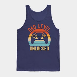 Dad level unlocked; gaming; video games; dad; gift for dad; new dad; father to be; gift; father's day; gamer; gamer dad; retro; console; game; Tank Top